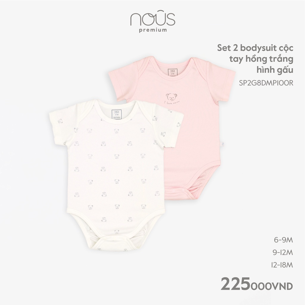 Set 2 Bộ Bodysuit Nous Cộc Tay Chất Liệu Nu Petit Mềm Mại Dành Cho Bé Nous Bình Dương - SPE0139