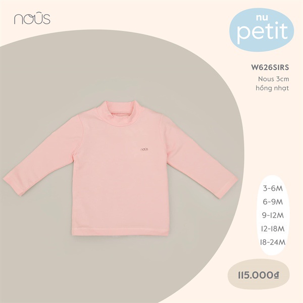 Áo cổ lọ Nous 3cm Nu Petit trắng 3 đến 24 tháng vải mềm mát, thấm hút tốt - Nous Bình Dương - Bipbipstore - SPE0234