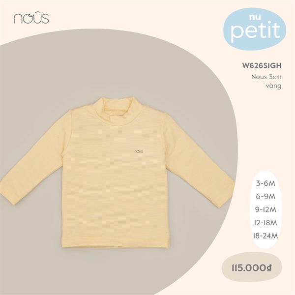 Áo cổ lọ Nous 3cm Nu Petit trắng 3 đến 24 tháng vải mềm mát, thấm hút tốt - Nous Bình Dương - Bipbipstore - SPE0234