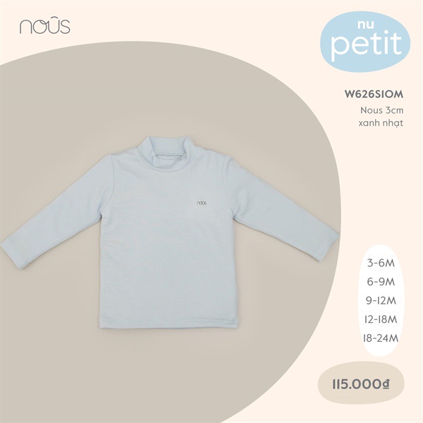 Áo cổ lọ Nous 3cm Nu Petit trắng 3 đến 24 tháng vải mềm mát, thấm hút tốt - Nous Bình Dương - Bipbipstore - SPE0234