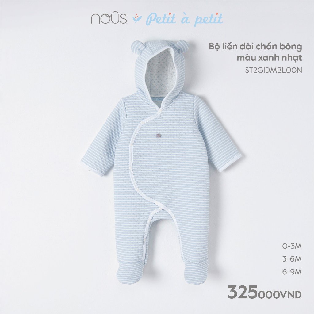 Bộ quần áo liền tất nu petit mềm mát, thấm hút tốt bé trai, bé gái từ 0 đến 6 tháng đủ màu - Nous Bình Dương - SPE0215
