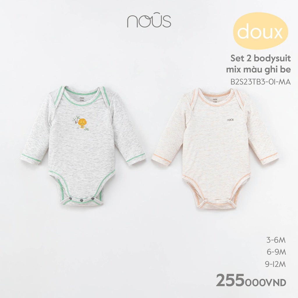 Set 2 Bộ Bodysuit Nous Cộc Tay Chất Liệu Nu Petit Mềm Mại Dành Cho Bé Nous Bình Dương - SPE0139