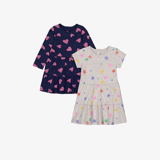 MOTHERCARE - Set 2 Đầm Bé Gái Nhiều Màu Họa Tiết Trái Tim Và Ngôi Sao