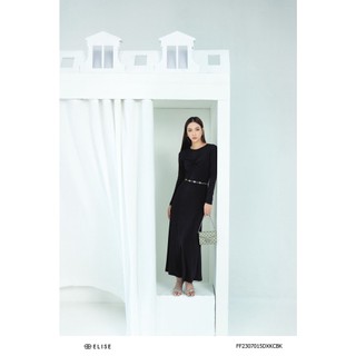 Đầm thun đen xoắn ngực thiết kế elise ff2307015dxkcbk