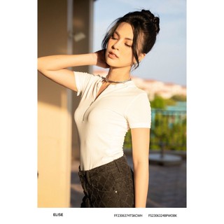 Body suit trắng khóa cổ thiết kế Elise FF2306374TSKCWH