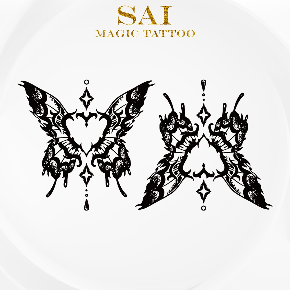 Miếng dán hình xăm tạm thời SAI MAGIC TATTOO 10CM×06CM chống thấm nước lâu trôi lên đến 2 tuần ,Cổ tay Cánh tay , Cute Dễ thương tối giản Bé nhỏ Mini Bươm bướm 536
