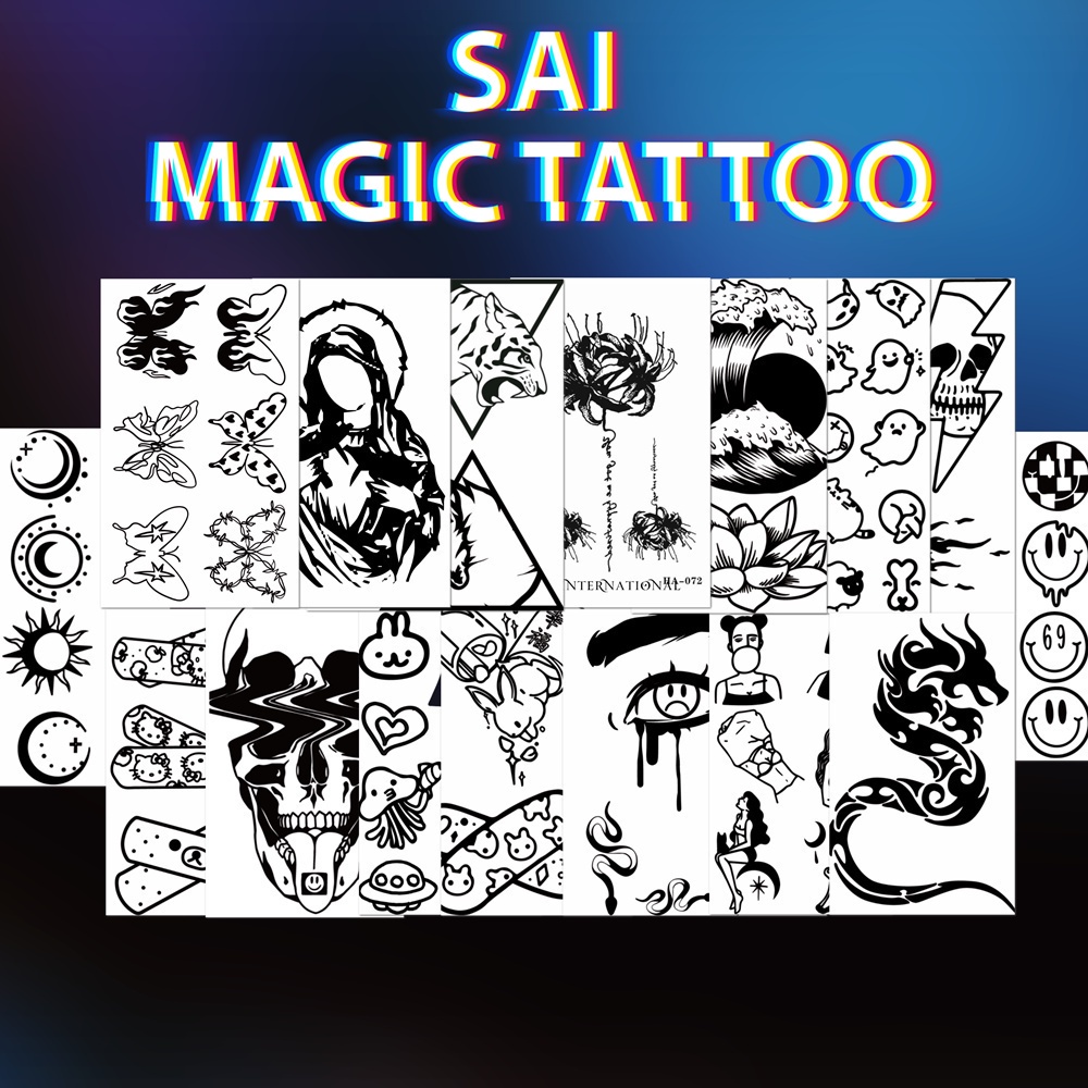 Miếng dán hình xăm tạm thời SAI MAGIC TATTOO 10CM×06CM chống thấm nước lâu trôi lên đến 2 tuần