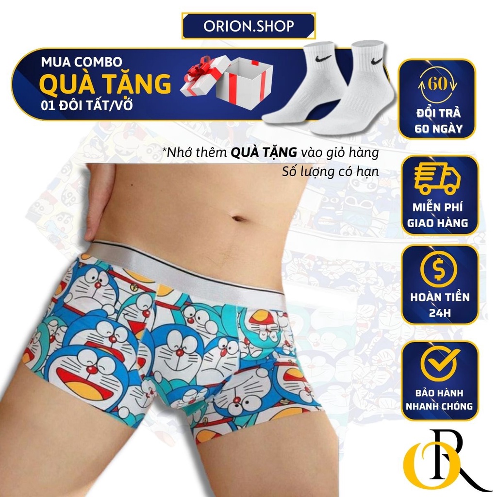 Quần Lót Boxer Nam Cotton Hoạ Tiết Ngộ Nghĩnh Cao Cấp Chính Hãng Quần Xì Sịp Đùi Đoremon Đẹp Siêu Mỏ