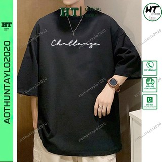 Áo thun nam nữ chữ Challenge áo unisex tay lỡ form rộng HTSTORE mát đen,trắng size S-XXL