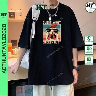 Áo thun tay lỡ nam nữ GUESS WHAT form rộng HTSTORE mát đen,trắng size S-XXL
