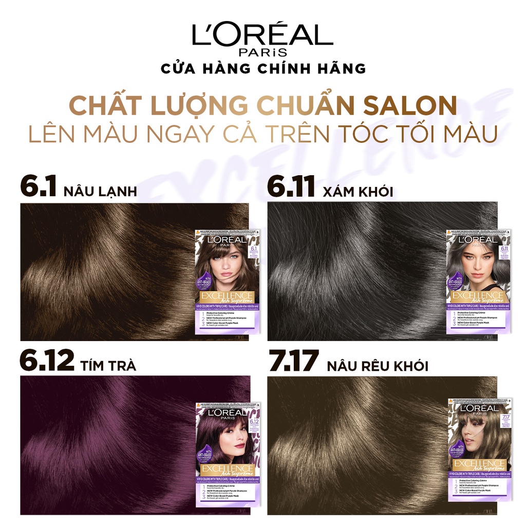 Kem nhuộm dưỡng tóc sâu L'Oreal Paris Excellence Fashion 172ml với tông màu thời trang