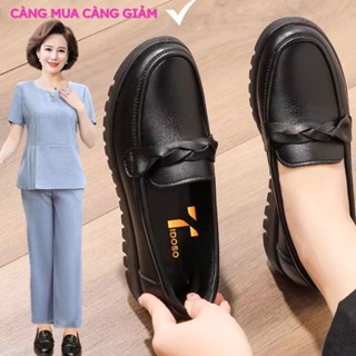 Giày lười nữ trung niên , giày tặng mẹ slip on da thật siêu mềm êm chân bảo hành 1 năm (giày doc nữ)