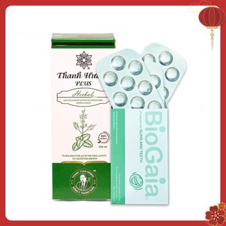 Bộ đôi viên ngậm men vi sinh nha khoa BioGaia ProDentis & nước súc miệng Thanh Hương Plus