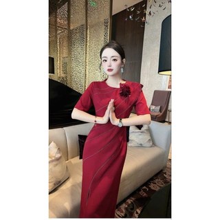 ĐẦM ĐỎ KẾT HOA NỔI