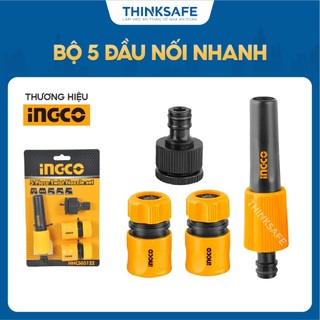 Bộ 5 đầu nối nhanh máy xịt rửa ingco hhcs05122, ống nối 1/2 inch, chất lượng tốt giống stanley - thinksafe