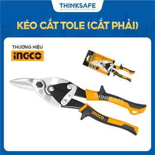Ngân - kéo cắt tole ingco htsn0110r, tay cầm mềm dẻo, chiều dài: 250mm, thép carbon ≤1.2mm - thinksafe