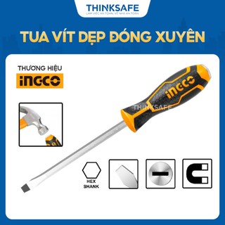 Tua vít dẹp ingco hgts286100 thép công nghiệp s2, đuôi lục giác 6mm, đầu vít 6.5mm, chiều dài 100mm - thinksafe