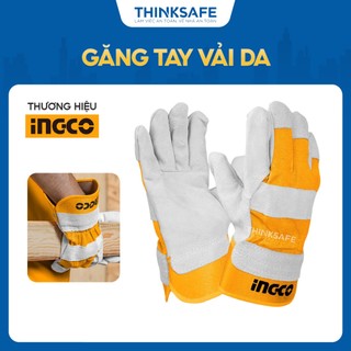 Găng tay vải da INGCO HGVC01 kích thước 10.5 inch, chất liệu vải da bò, lớp coton và cao su ở mặt trên - Thinksafe