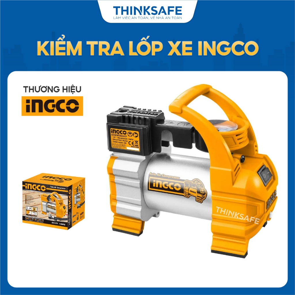 Kiểm tra hơi lốp xe ô tô INGCO AAC1408, Công suất: DC 12V, Áp suất tối đa: 140 psi - Thinksafe