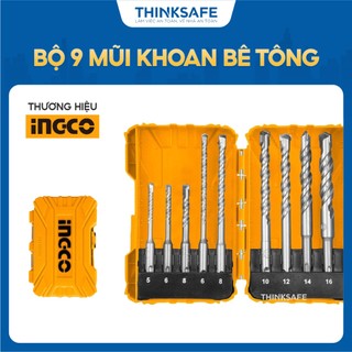 Bộ 9 mũi khoan bê tông ingco akdl30901 sds plus, kích thước đa dạng, đóng gói tiện lợi - thinksafe
