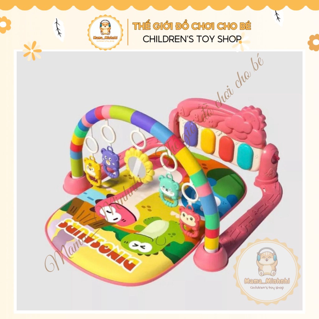 Thảm chơi đàn Piano phát nhạc cho bé nằm chơi khủng long đỏ