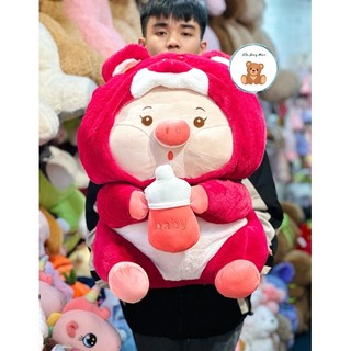 Heo bông cosplay lotso ôm bình sữa cao cấp - gấu bông mina