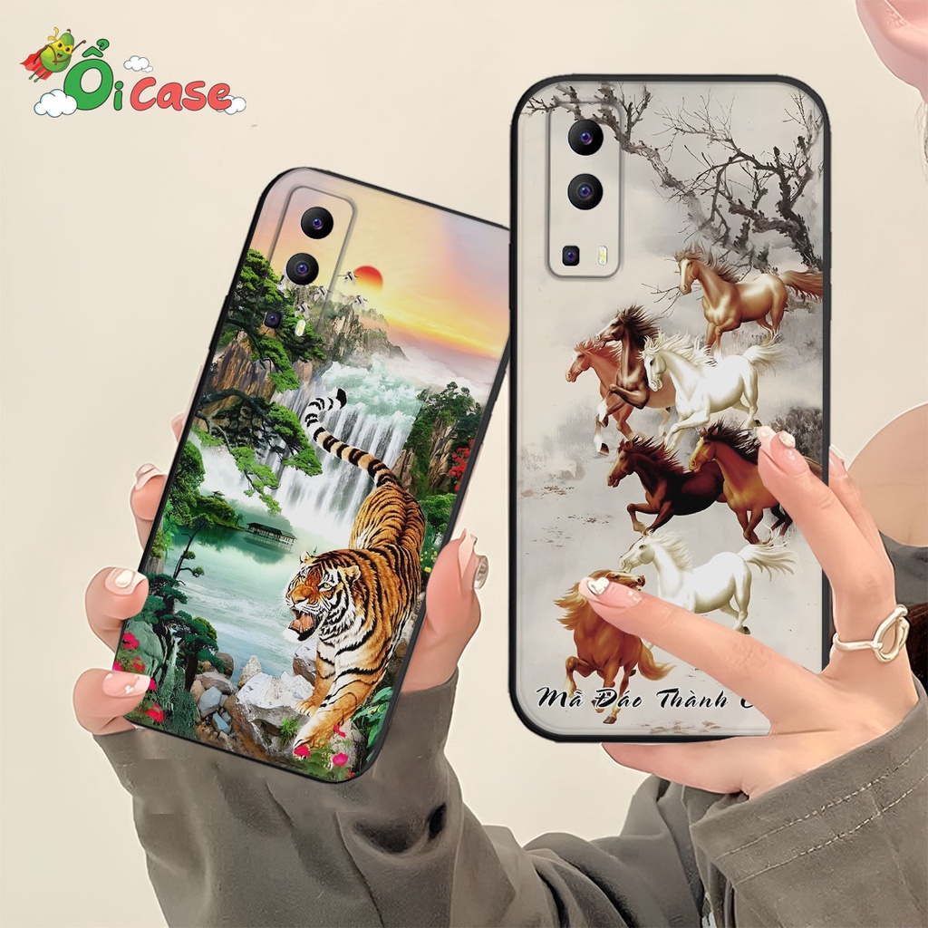 Ốp lưng Vivo Y72 5G tài lộc, mã đáo thành công, thư pháp cha mẹ ý nghĩa