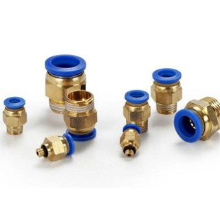 Đầu nối nhanh khí nén PC xanh - cút nối dây hơi khí nén - nối thẳng dây hơi khí nén - nối thẳng 1 đầu ống 1 đầu ren