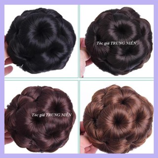 Búi tóc giả trung niên TTNB01 Búi tóc thời trang trung niên dầy đẹp Búi tóc rối búi tóc quý bà wig