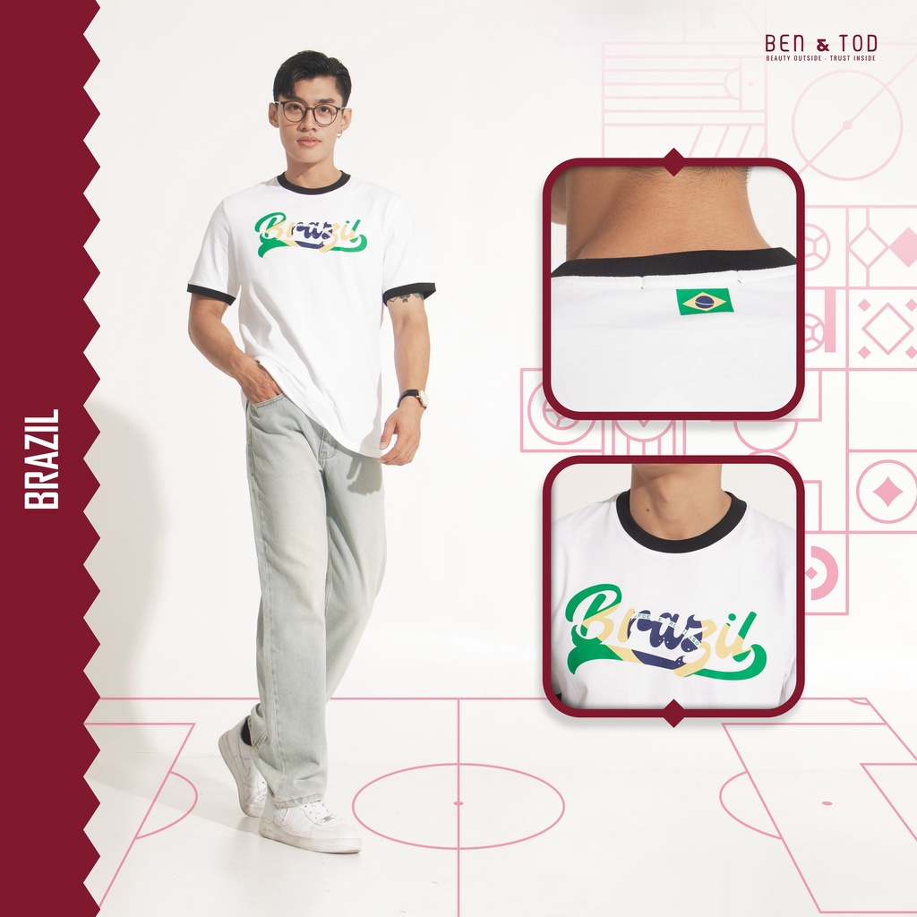 Áo thun world cup nam cổ tròn BEN & TOD CS1210BB337 vải cotton 100% cao cấp nam tính trẻ trung thanh lịch