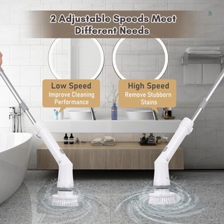 Electric Spin Scrubber Handheld Cordless Electric Cleaning Brush Electric Spin Cleaner 2 Speeds Adjustable with Extensio