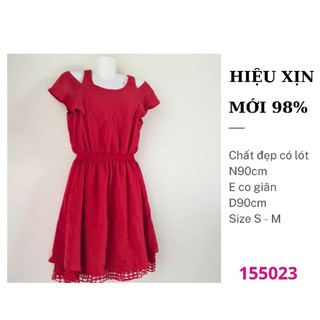Đầm si hiệu xịn màu đỏ chất đẹp, lụa phối ren Size S-M mới 98%