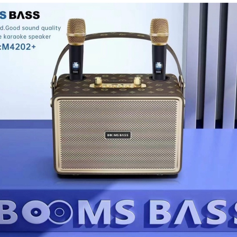 Loa bluetooth karaoke M4202 kèm 2 micro không dây xách tay công xuất 20W, âm thanh trầm ấm, bass căng- TECHZONE