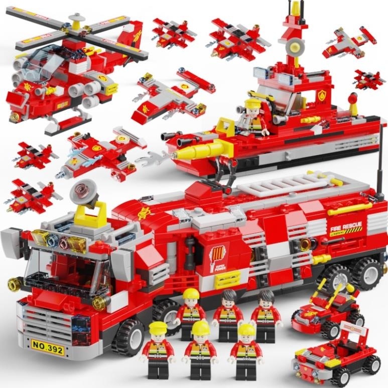 [[700 Chi Tiết] Đồ chơi lắp rắp Lego Xe Cứu Hoả Cảnh Sát Swat 700 tặng 8 lính mô hình lắp ráp Lego T