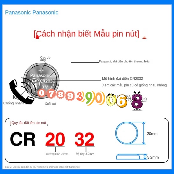 Panasonic Chính Hãng CR2032 CR2025 CR2025 2016 Pin Nút 3V Cân Xe Xiaomi Điều Khiển Từ Xa