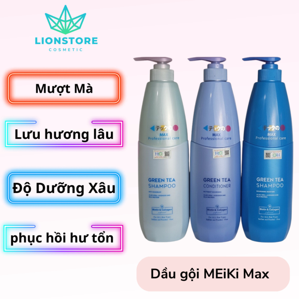 Dầu gội xả MEIKI MAX 780ml làm sạch gàu cao cấp suôn mềm mượt tóc chính hãng meiki xanh 888
