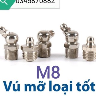 Combo 100 chiếc vú mỡ M8 thẳng /cong vuông góc 90 độ loại tốt màu trắng