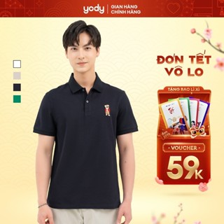 Áo thun polo nam YODY size lớn thêu gấu ở ngực thời trang nam công sở APM6297