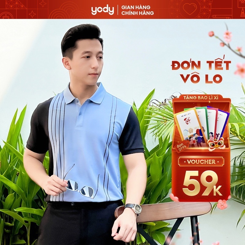 Áo thun polo nam YODY vải coolmax thoáng mát, nhanh khô, thoải mái hoạt động APM6059