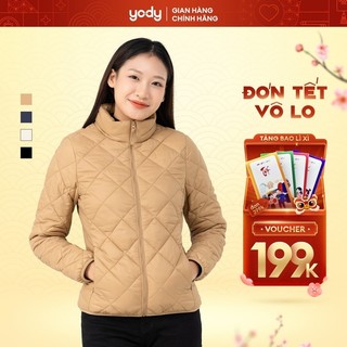 Áo khoác phao nữ yody chần bông hình quả trám, túi khoá, nhẹ, ấm phn6040