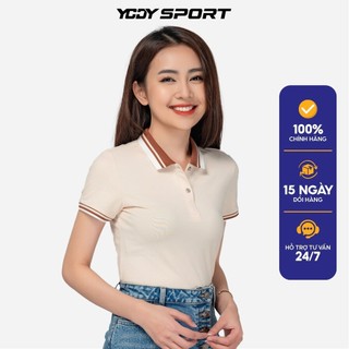 Áo thun polo nữ YODY mắt chim phối bo kẻ thanh lịch thoáng mát hút mùi APN3706