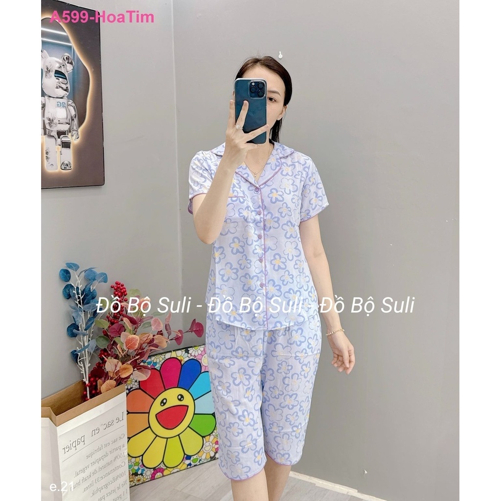 Bộ Lửng Pijama Lụa Mango A599 - Đồ Bộ Suli