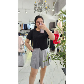 Bigsize công sở - Áo Cổ Tròn Đắp Lệch - Đen