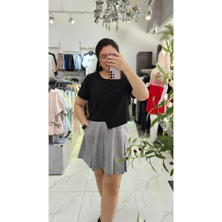 Bigsize công sở - Áo Cổ Tròn Đắp Lệch - Đen