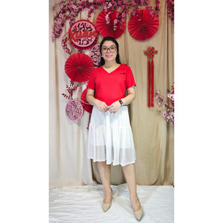 Bigsize công sở - Áo Nơ Vai - Đỏ