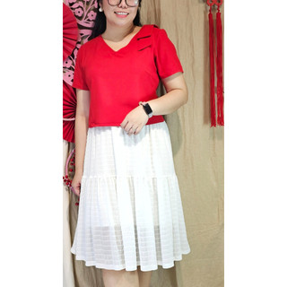 Bigsize công sở - Áo Nơ Vai - Đỏ
