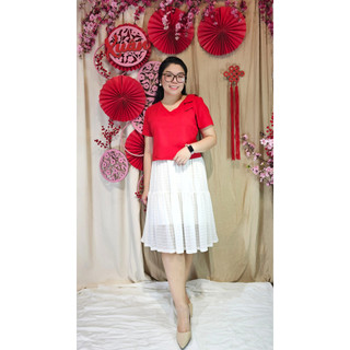 Bigsize công sở - Áo Nơ Vai - Đỏ