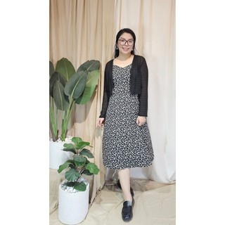 Bigsize công sở - Yếm Maxi - Đen Hoa