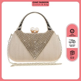 Túi clutch nữ bà xui đi tiệc đính đá chữ V