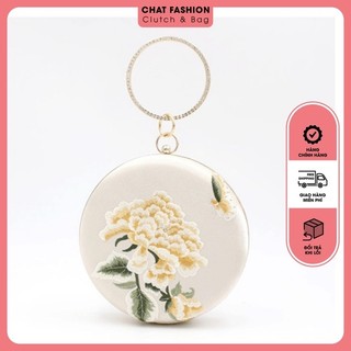 Túi áo dài - túi đi tiệc cưới thêu hoa mẫu đơn phú quý